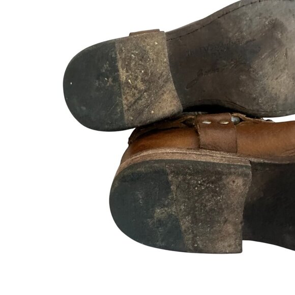 Frye Phillip Studded Harness Boots Booties Short Brown Leather Size 6.5 Women's - Picture 8 of 15